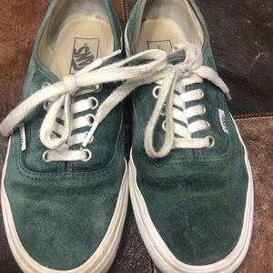 Forest Green Suede Vans, Size 6.5